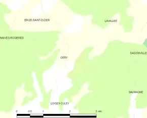 Poziția localității Géry