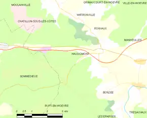 Poziția localității Haudiomont