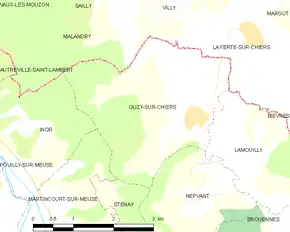 Poziția localității Olizy-sur-Chiers