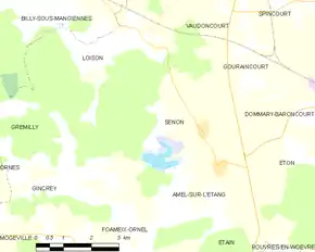 Poziția localității Senon