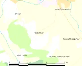 Poziția localității Trésauvaux