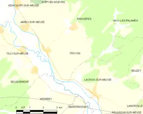 Poziția localității Troyon
