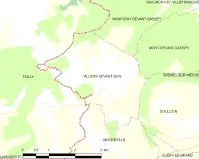 Poziția localității Villers-devant-Dun