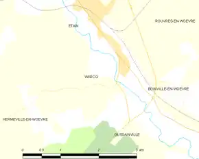 Poziția localității Warcq