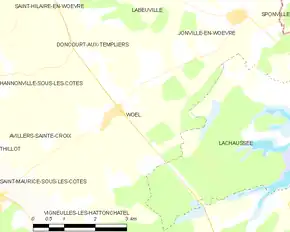 Poziția localității Woël