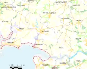 Poziția localității Muzillac