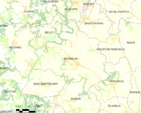 Poziția localității Pluméliau