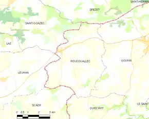 Poziția localității Roudouallec