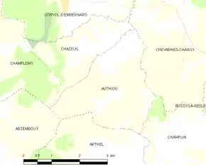Poziția localității Authiou