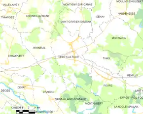 Poziția localității Cercy-la-Tour