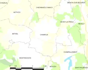 Poziția localității Champlin