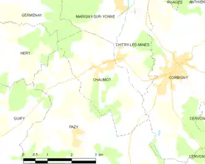Poziția localității Chaumot