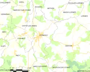 Poziția localității Corbigny