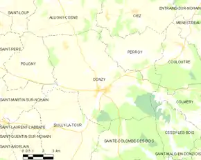 Poziția localității Donzy
