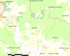 Poziția localității Dornecy