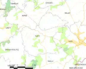 Poziția localității Fléty