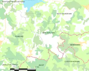 Poziția localității Gien-sur-Cure