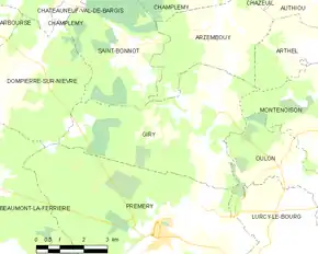 Poziția localității Giry