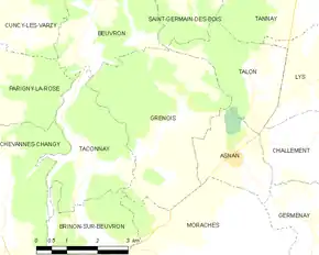 Poziția localității Grenois