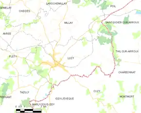 Poziția localității Luzy