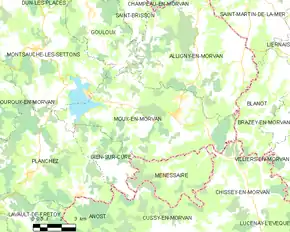 Poziția localității Moux-en-Morvan