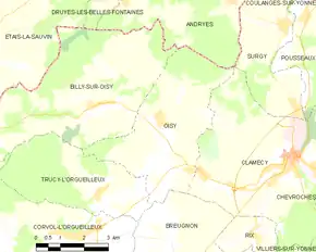 Poziția localității Oisy