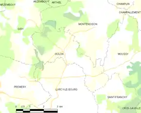 Poziția localității Oulon