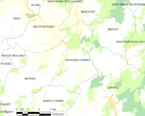 Poziția localității Pouques-Lormes