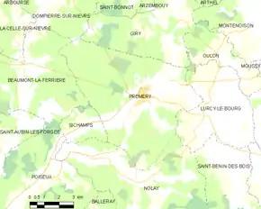 Poziția localității Prémery