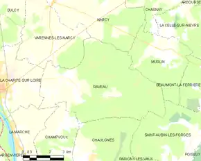 Poziția localității Raveau