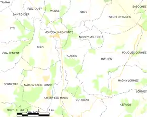 Poziția localității Ruages