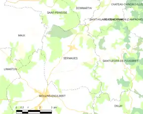 Poziția localității Sermages