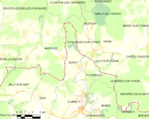 Poziția localității Surgy