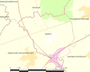 Poziția localității Anneux