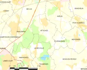 Poziția localității Attiches