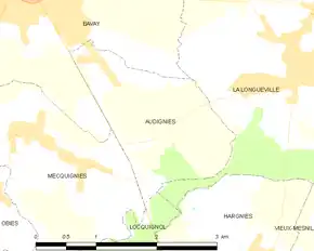 Poziția localității Audignies