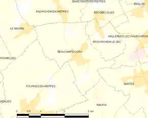 Poziția localității Beaucamps-Ligny