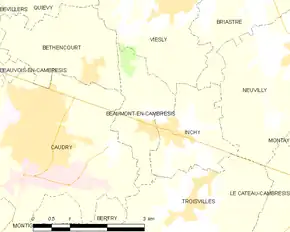 Poziția localității Beaumont-en-Cambrésis