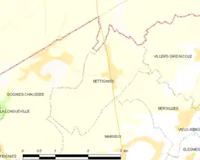 Poziția localității Bettignies