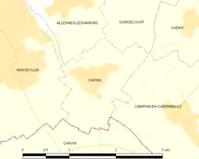 Poziția localității Carnin