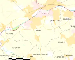 Poziția localității Comines