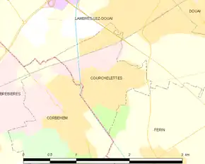 Poziția localității Courchelettes