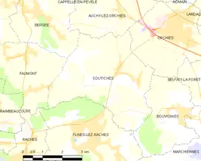 Poziția localității Coutiches