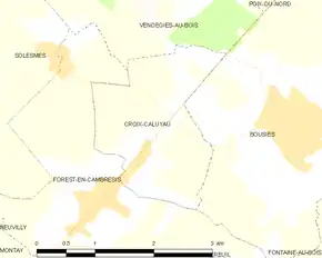 Poziția localității Croix-Caluyau