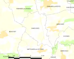 Poziția localității Damousies