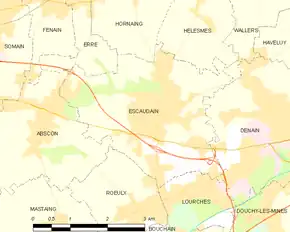 Poziția localității Escaudain