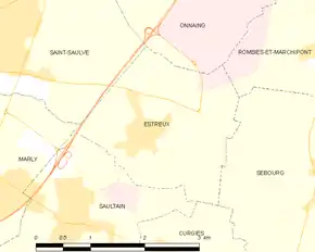 Poziția localității Estreux