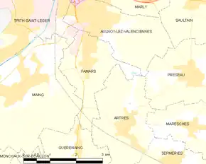 Poziția localității Famars