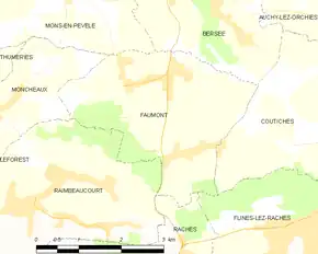 Poziția localității Faumont