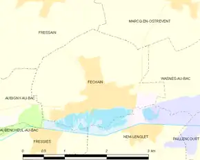 Poziția localității Féchain